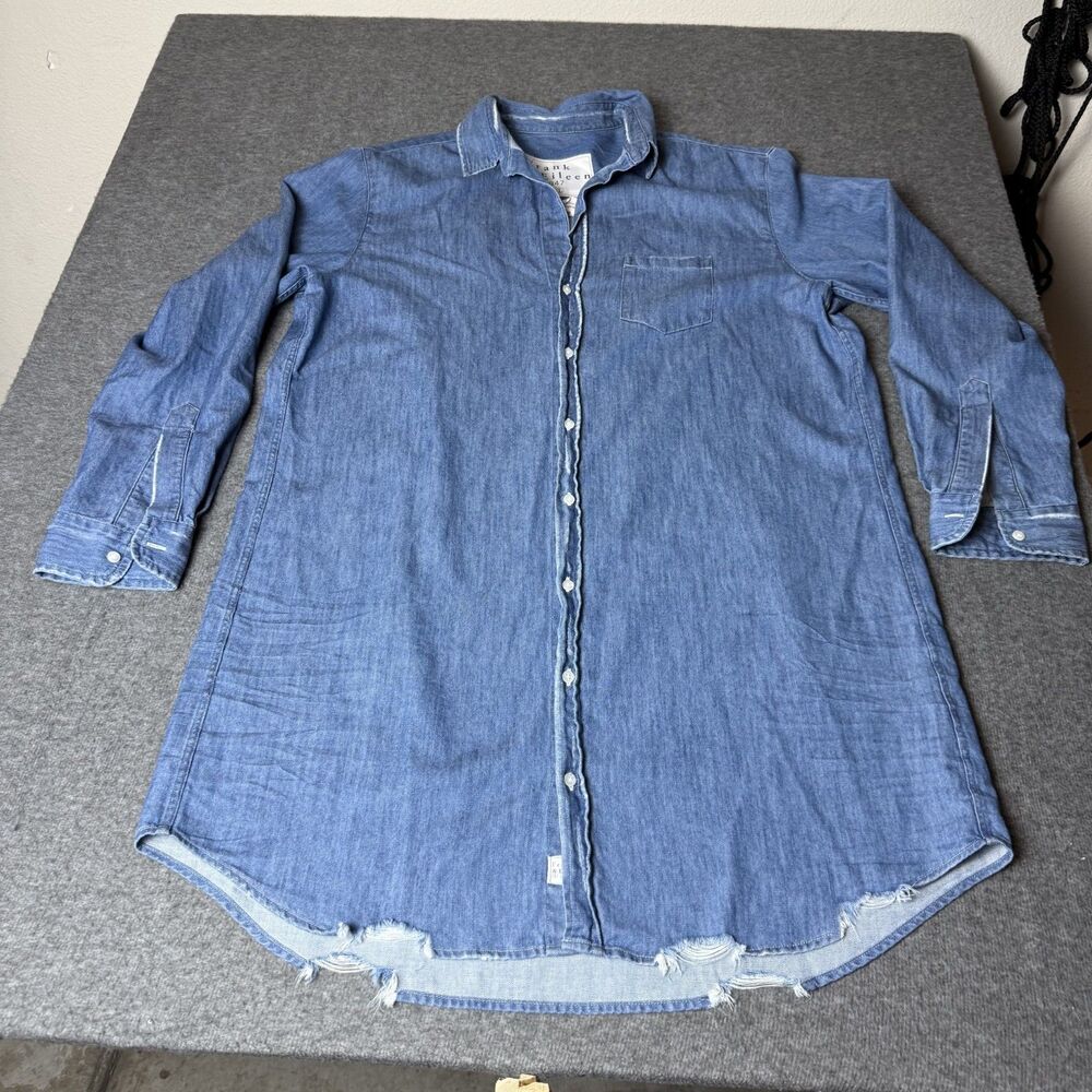 Frank & Eileen Denim “Mary” Shirt Dress Womens Large Navy 100% Cotton